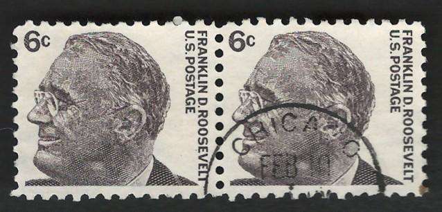 USA 1965-78 Prominent Americans: Franklin D. Roosevelt (Pair). Scott #1284