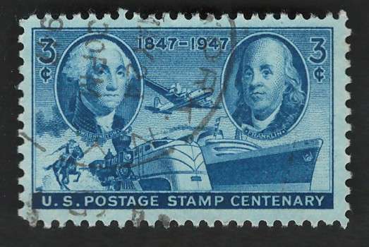 USA 1947 Washington & Franklin: Early and Modern Mail-carrying Vehicles Scott #947. Price R4