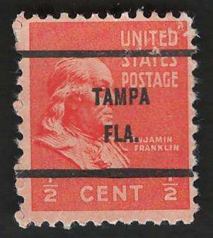 USA 1938 Pres. Issue Scott #803 ½c (Tampa pre-cancel).