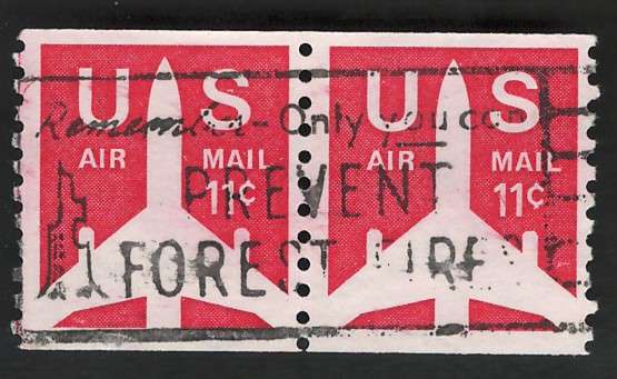 USA Scott Air Post 1971-73 (P10 Vert) Silhouette of Jet Airliner. #C82 11c (Pair) . Price R6