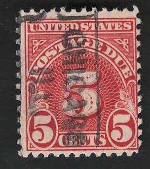 USA Scott 1931 Post Due (#J83) P11x10½ (Vertical Chicago pre-cancel)  5c Scarlet. Price R11