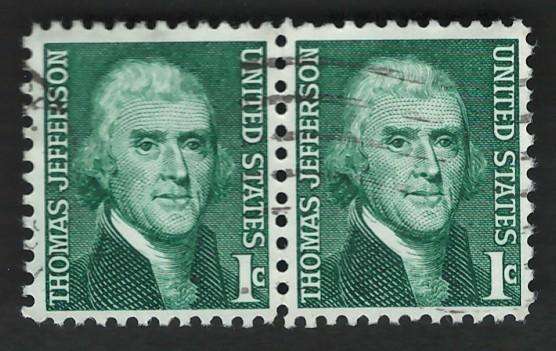 USA 1965-78 Prominent Americans: Thomas Jefferson (Pair). Scott #1278