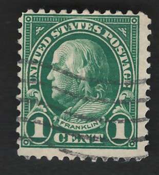 USA Scott 1926/34 (P11x10½) #632 1c Dark Green. Price R4