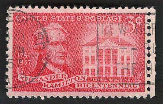 USA 1957 Alexander Hamilton and Federal Hall. Scott #1086