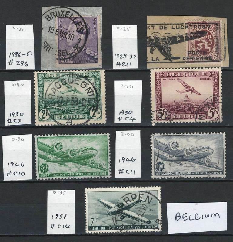 Belgium (General Issues & Air Post). Price R23 (Scott cv $6.40 R119)