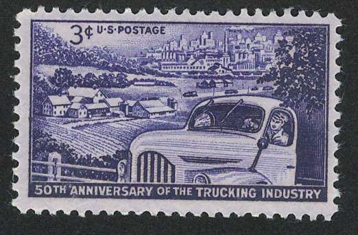 USA 1953 Truck, Farm and Distant City. Scott #1025 (MNH)