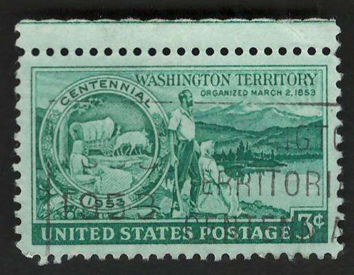 USA 1953 Washington Territory: Medallion, Pioneers and Washington Scene. Scott #1019