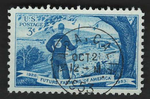 USA 1953 Agricultural Scene and Future Farmer. Scott #1024