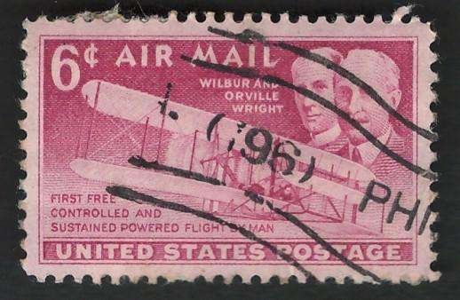 USA Scott Air Post 1949 Orville & Wright. #C45 6c Magenta