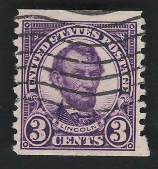 USA 1923/29  (P10 Vert.) Scott #600 3c Deep Violet. Price R5