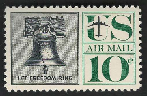 USA Scott Air Post 1959-66 Liberty Bell. #C57 10c Black & Green (MOGH)