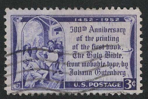 USA 1952 Gutenberg Showing Proof to the Elector of Mainz. Scott #1014. Price R4
