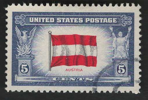 USA 1943-44 Overrun Countries: Austria Scott #919 5c.