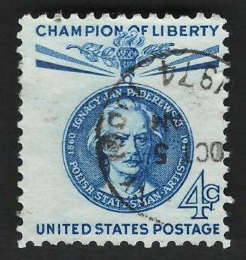 USA 1960 Champion of Liberty: Polish Stateman and Musician: Ignacy Jan Paderewski. Scott #1159