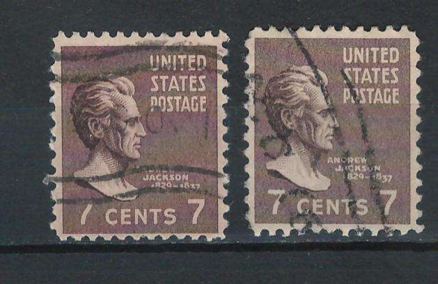 USA 1938 Pres. Iss. Scott #812 7c (Sepia & Violet Brown).