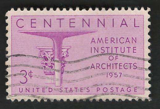 USA 1957 Architects: Corinthian Capital and Mushroom Type Head & Shaft. Scott #1089