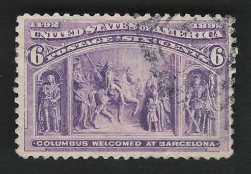 USA Scott Columbian Expo 1893 #235a 6c Red Violet. Price R55 (cv R487)