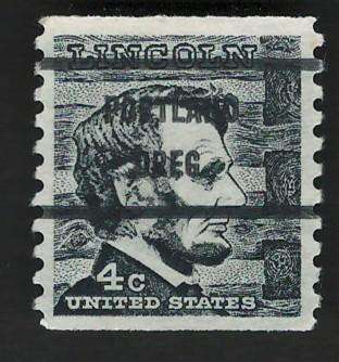 USA 1966-81 Prominent Americans (P10 Vert.): Lincoln (Portland pre-cancel). Scott #1303