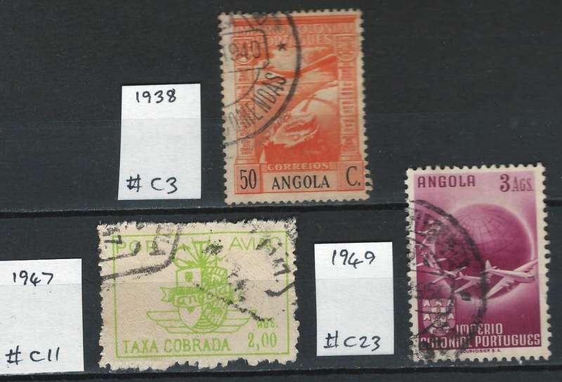 Angola (Portuguese Territory) Air Post 1938 - 1949. Scott #C3, #C11, #C23