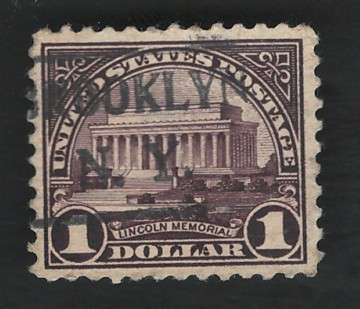 USA 1922/25  P11 Scott #571 $1 Violet Black (Brooklyn pre-cancel). Price R13