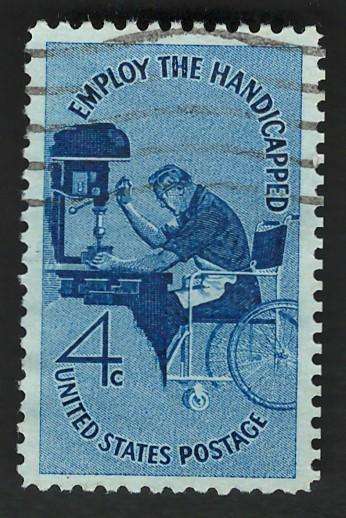 USA 1960 Handicapped: Man in Wheelchair Operating Drill. Scott #1155
