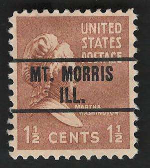 USA 1938 Pres. Issue Scott #805 1½c  (Mt. Morris pre-cancel).