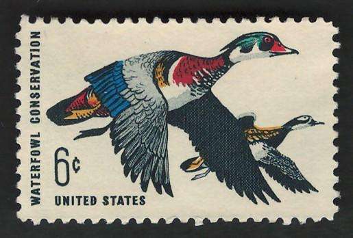USA 1968 Waterfowl Conservation: Wood Ducks (Unused). Scott #1362