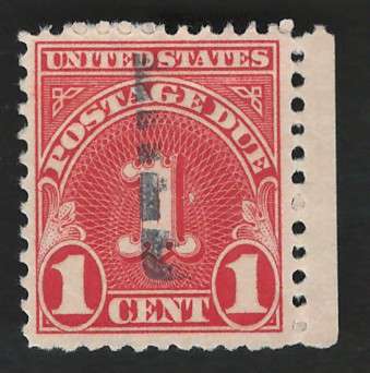 USA Scott 1931 Post Due (#J80a) P11x10½  1c Dull Carmine