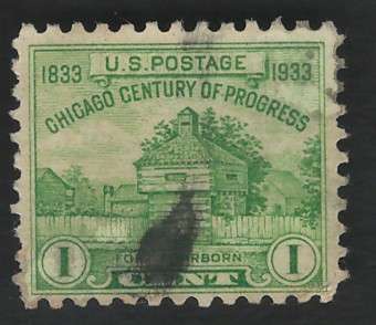 USA 1933 Dearborn Restoration Scott #728 1c Yellow Green. Price R5