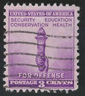 USA 1940 National Defense: Enlightenment Torch Scott #901 3c.