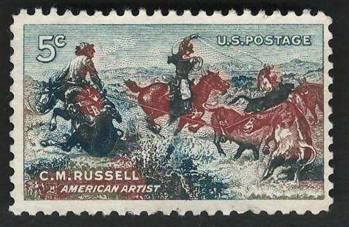 USA 1964 Painter Charles M. Russel (Jerked Down) (Unused). Scott #1243