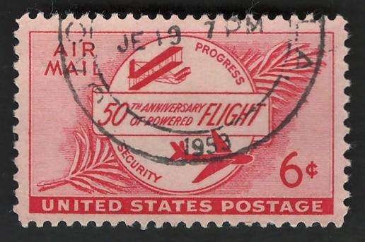 USA Scott Air Post 1953 First and Modern Plane. #C47 6c Carmine