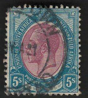 Union of South Africa 1913 #SA14 5s (Shifted Medallion Variety)