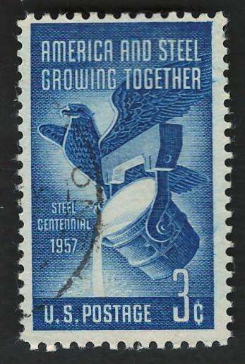 USA 1957 Steel Industry: American Eagle and Pouring Ladle. Scott #1090