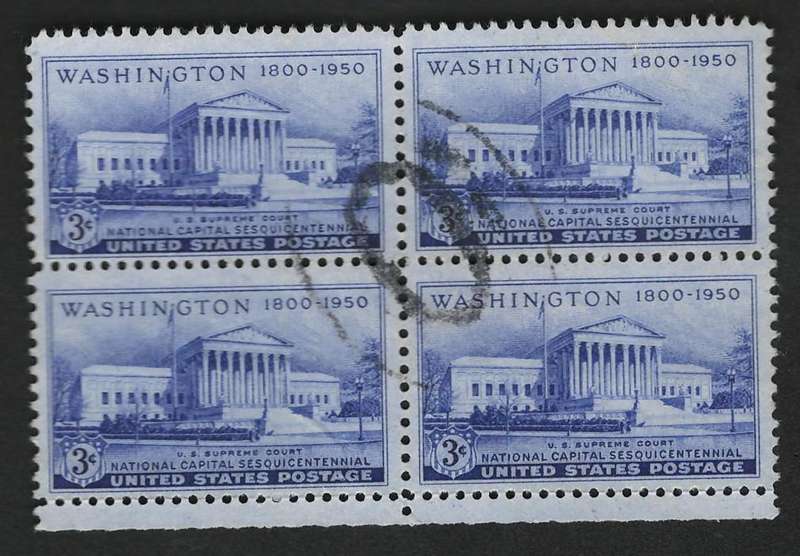 USA 1950 Supreme Court Building. Scott #991 (Block of 4)