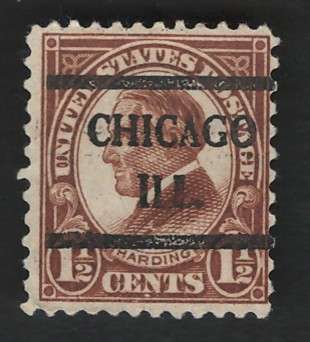 USA Scott 1926/34 (P11x10½) #633 1½c (Chicago pr-cancel). Price R7
