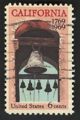 USA 1969 California Settlement: Carmel Mission Belfry. Scott #1373
