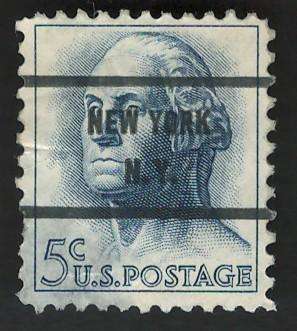 USA 1961-66 Regular Issue: George Washington (New York pre-cancel). Scott #1213