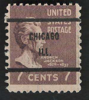 USA 1938 Pres. Issue Scott #812 7c (Chicago pre-cancel).