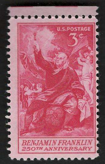 USA 1956 Franklin Taking Electricity from the Sky (MNH). Scott #1073