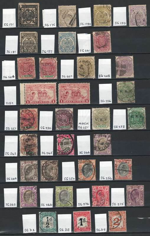 Transvaal General Issues & Postage Due (see SG # in detail below). Price R125 (cv £23.85 R629)