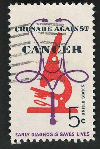 USA 1965 Crusade Against Cancer: Microscope and Stethoscope. Scott #1263