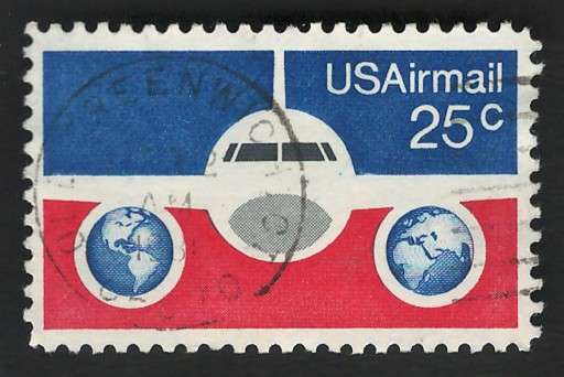 USA Scott Air Post 1976 Plane & Globes. #C89 25c. Price R5