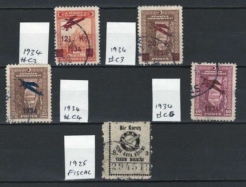Turkey Air Post (Scott #C2, #C3, #C4, C5 & Aid Receipt). Price R15
