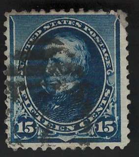 USA-Scott #227 1890/93 15c Indigo used. Price R49 (cv R546)
