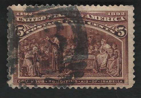 USA Scott Columbian Expo 1893 #234 5c Dark Chocolate. Price R23 (cv R195)