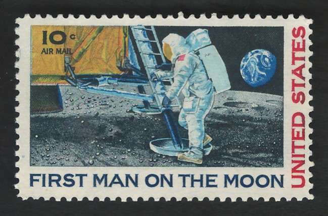 USA Scott Air Post 1969 First Man on the Moon. #C76 (MOGH) 10c . Price R11