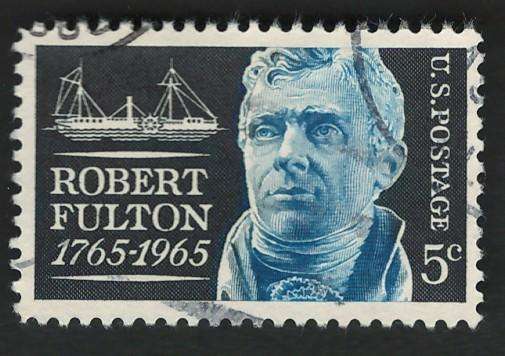 USA 1965 Robert Fulton Inventor of 1st Commercial Steamship. Scott #1270