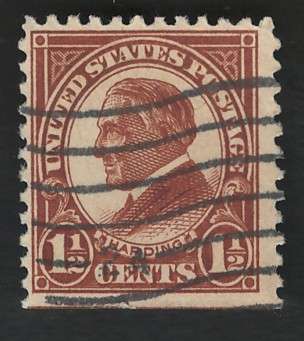USA Scott 1926/34 (P11x10½) #633 1½c Yellow Brown. Price R5