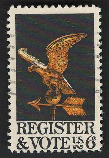 USA 1968 Register and Vote Campaign: Eagle Weather Vane. Scott #1344